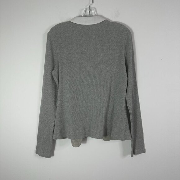 New J. Peterman Women's Size XL Gray Single Button Front V Neck Shirt Cardigan - Picture 9 of 12